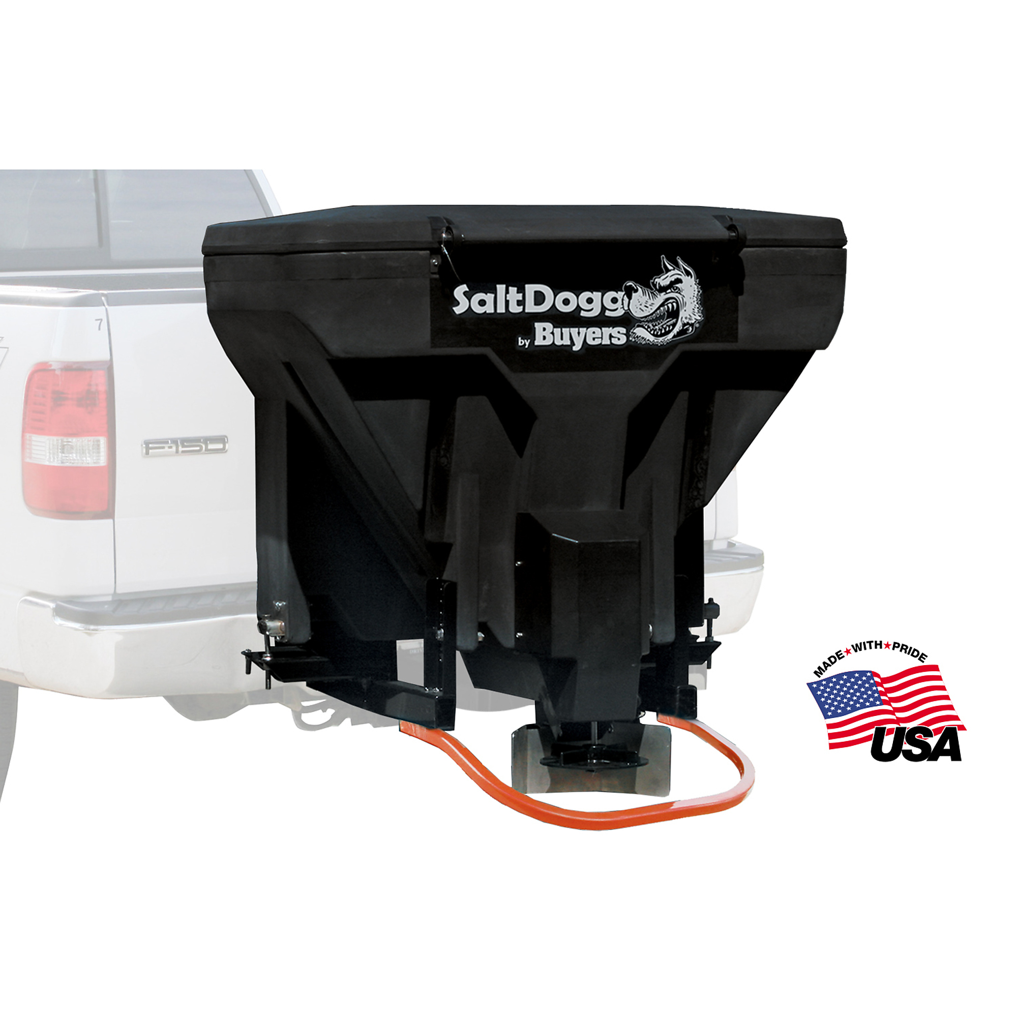 Buyers Products SaltDogg, 7 Cu Ft Truck Tailgate Mounted Rock Salt Spreader w/ Lid, Load Capacity 825 lb, Max. Spread Width 40 ft, Model# TGS07